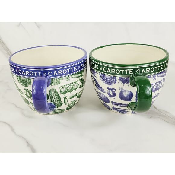 Certified International Soup Bowl Green Purple 4" Vegetables Design Ceramic x2 - Picture 5 of 13